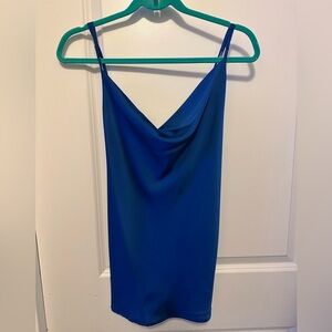 Chic Blue Camisole for Women. Cowl neck